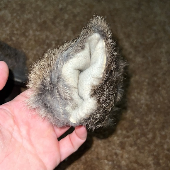 Vintage brown vinyl rabbit fur lined gloves - Picture 7 of 8